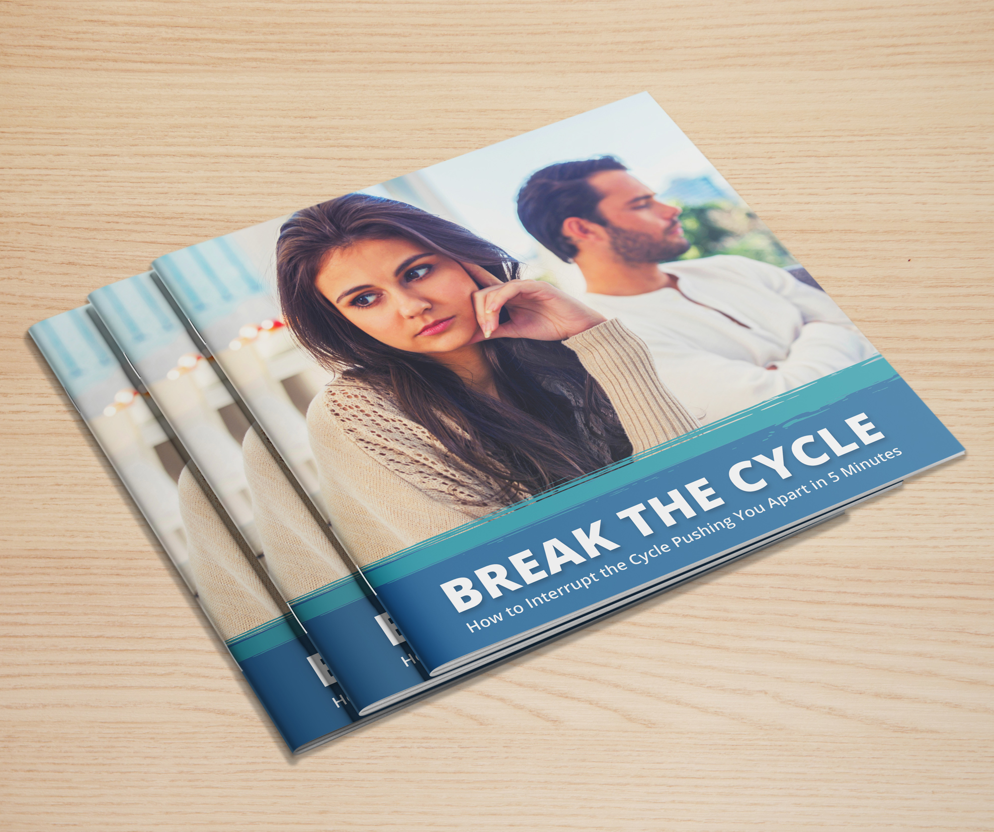 Break the Cycle digital download brochure mockup for local marriage counseling lead generation.